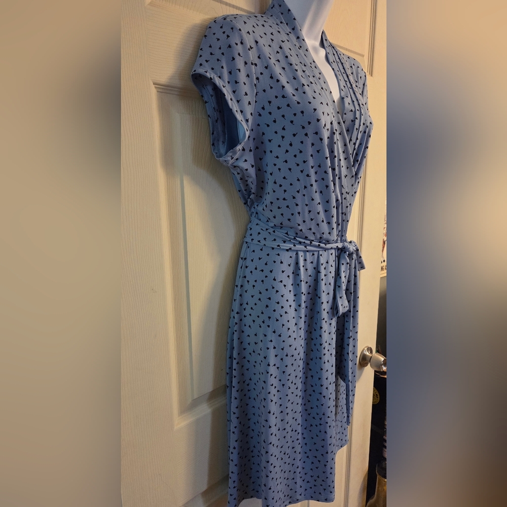 Liz Claiborne Blue Floral Faux Wrap Dress Size Large NWT - Picture 6 of 14